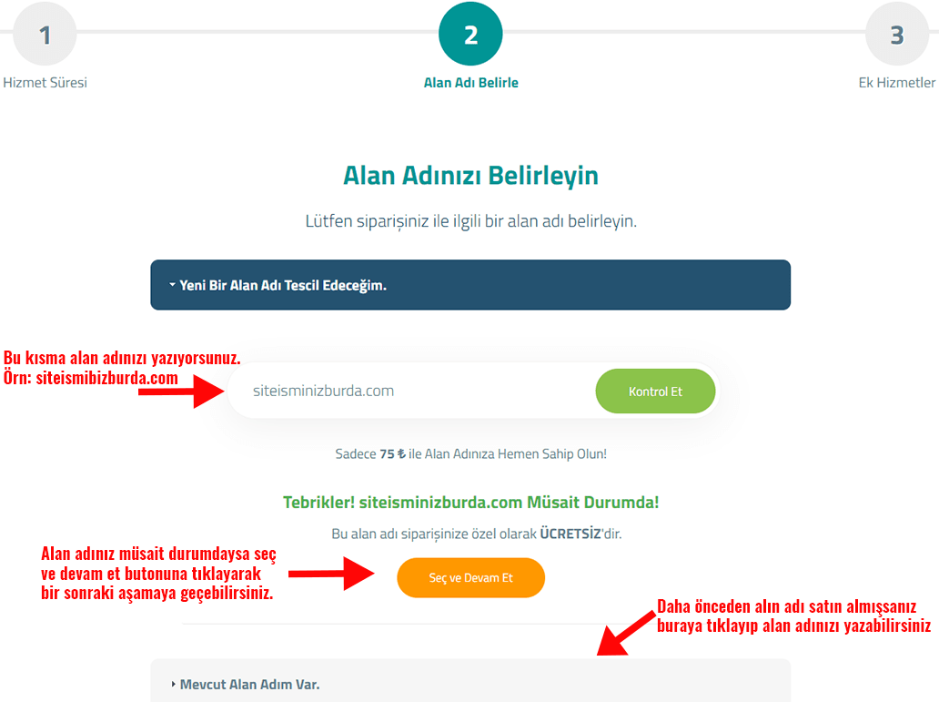 alan adı belirle